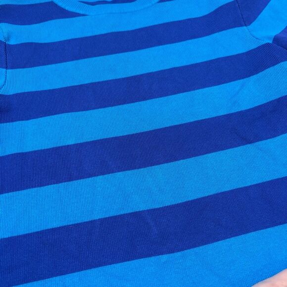 ZARA Blue Striped Long Sleeve Cropped Sweater Top Size L - Picture 10 of 12